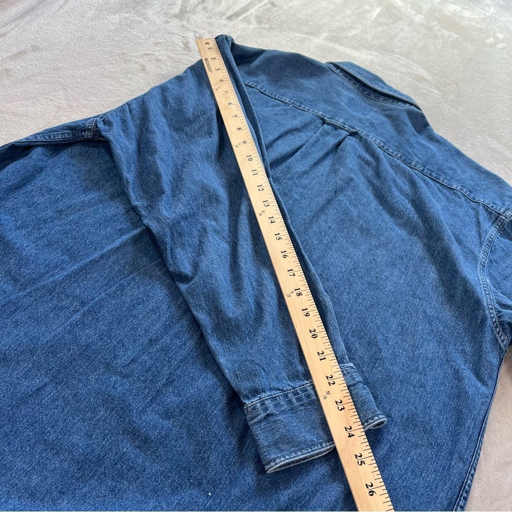 90s Vintage G.H. Bass Denim Shirt L Blue Long Sleeve Cotton Americana Dad Style - Picture 12 of 12
